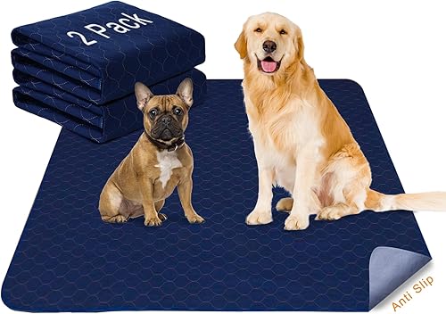 Paquete de 2 almohadillas para orina para perros, lavables, de 53 x 53 pulgadas, almohadillas extragrandes impermeables para cachorros, súper