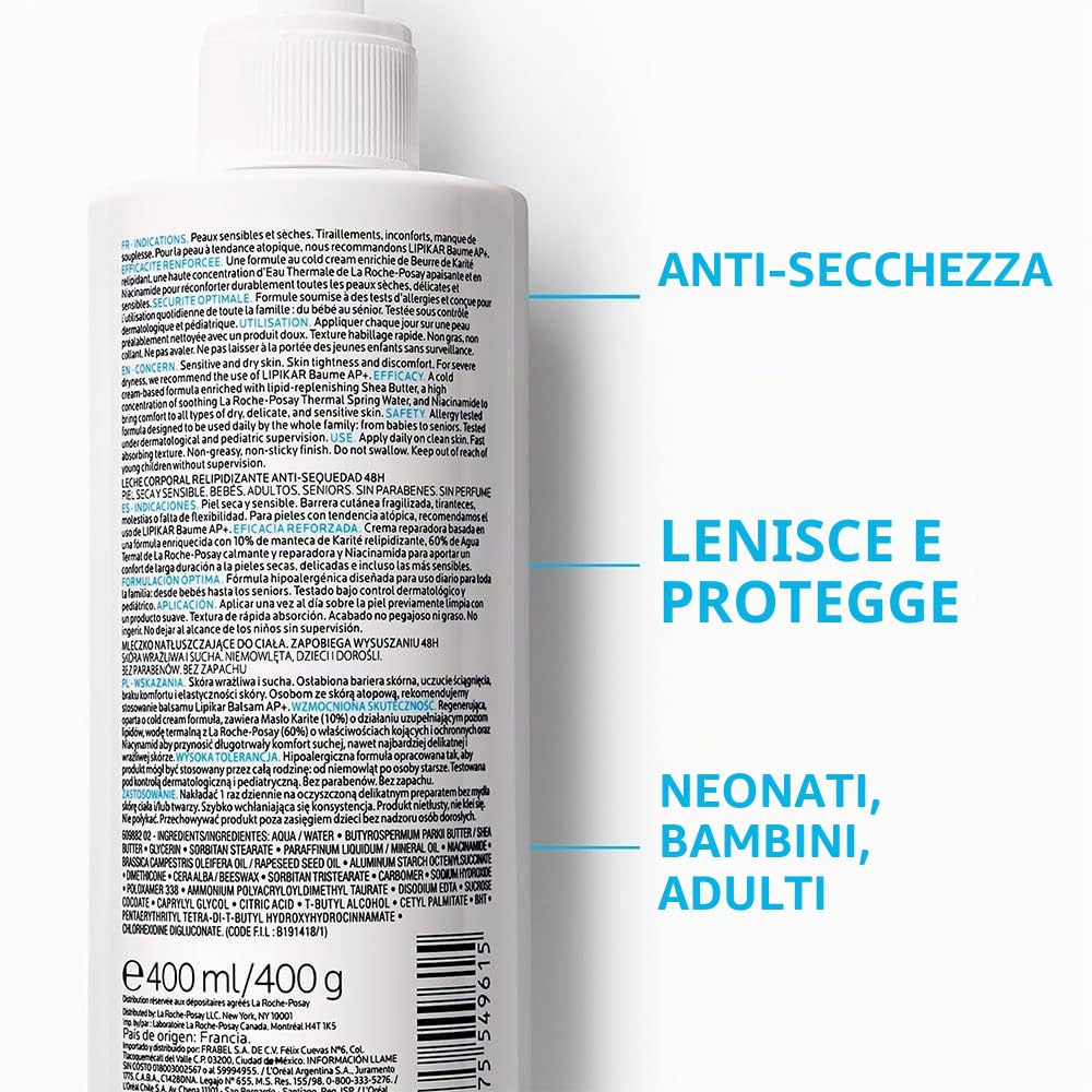 La Roche-Posay Lipikar 48HR Latte Corpo Rifornimento Lipidico Anti-Secchezza 2 x 400ml