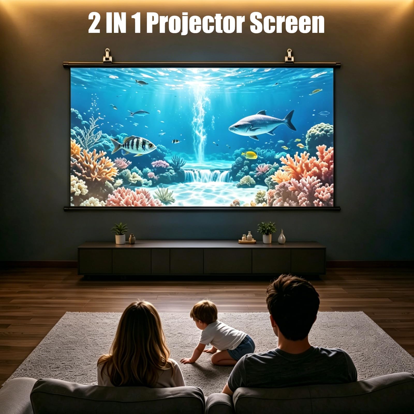 Projektor-Leinwand mit Ständer, 120"(266 x 148 cm) 16:9 4K HD Faltbare Waschbare Beamer Leinwand mit Stativ, 2-in-1 Wandmontage & freistehende Outdoor-Filmleinwand für Heimkino, Hinterhof, Camping