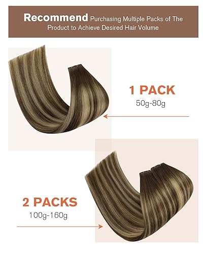 Miniatura 64 de Sunny Hair Extensiones de cabello humano de color marrón para coser, extensiones de cabello humano real, color marrón oscuro, ombré, marrón claro