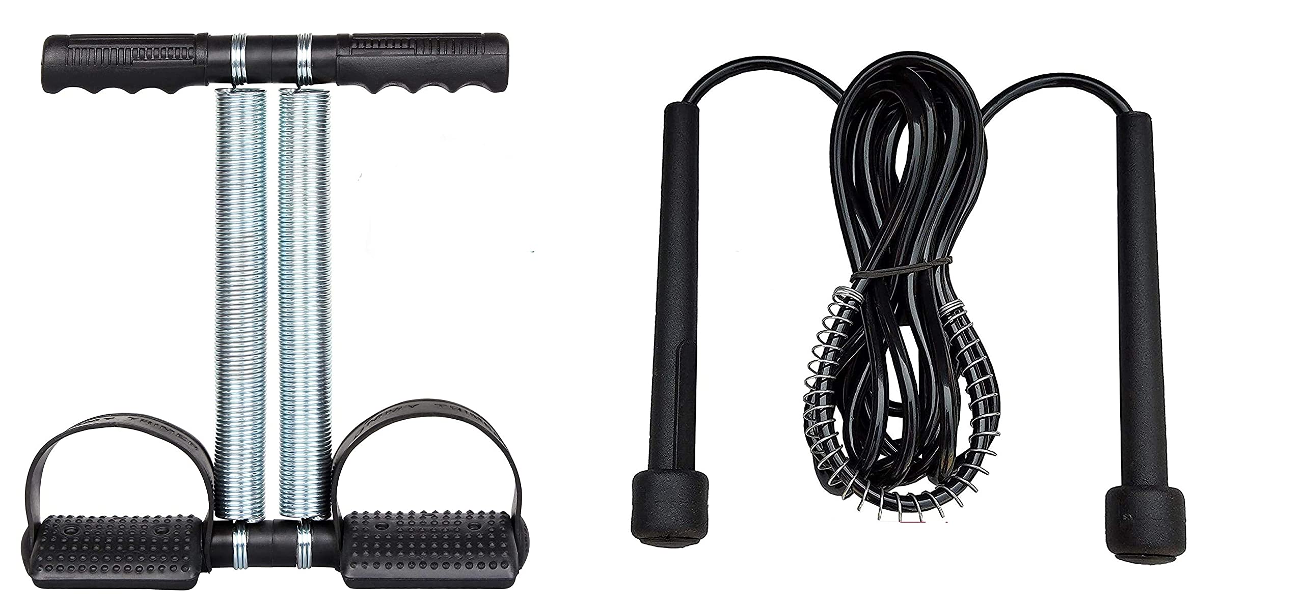 Rioff Tummy Trimmer Double Spring Home Gym Home Workout Heavy Duty, Exercise for Biceps, Chest, Legs (Tummy Trimmer+Pencil Rope)