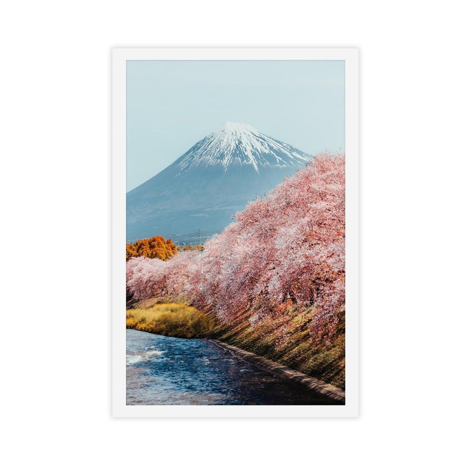 HEYANM Mt Fuji Cherry Blossom Art Print Japan Landscape Canvas Poster Bedroom Office Room Decor Gift Unframe 12x18inch