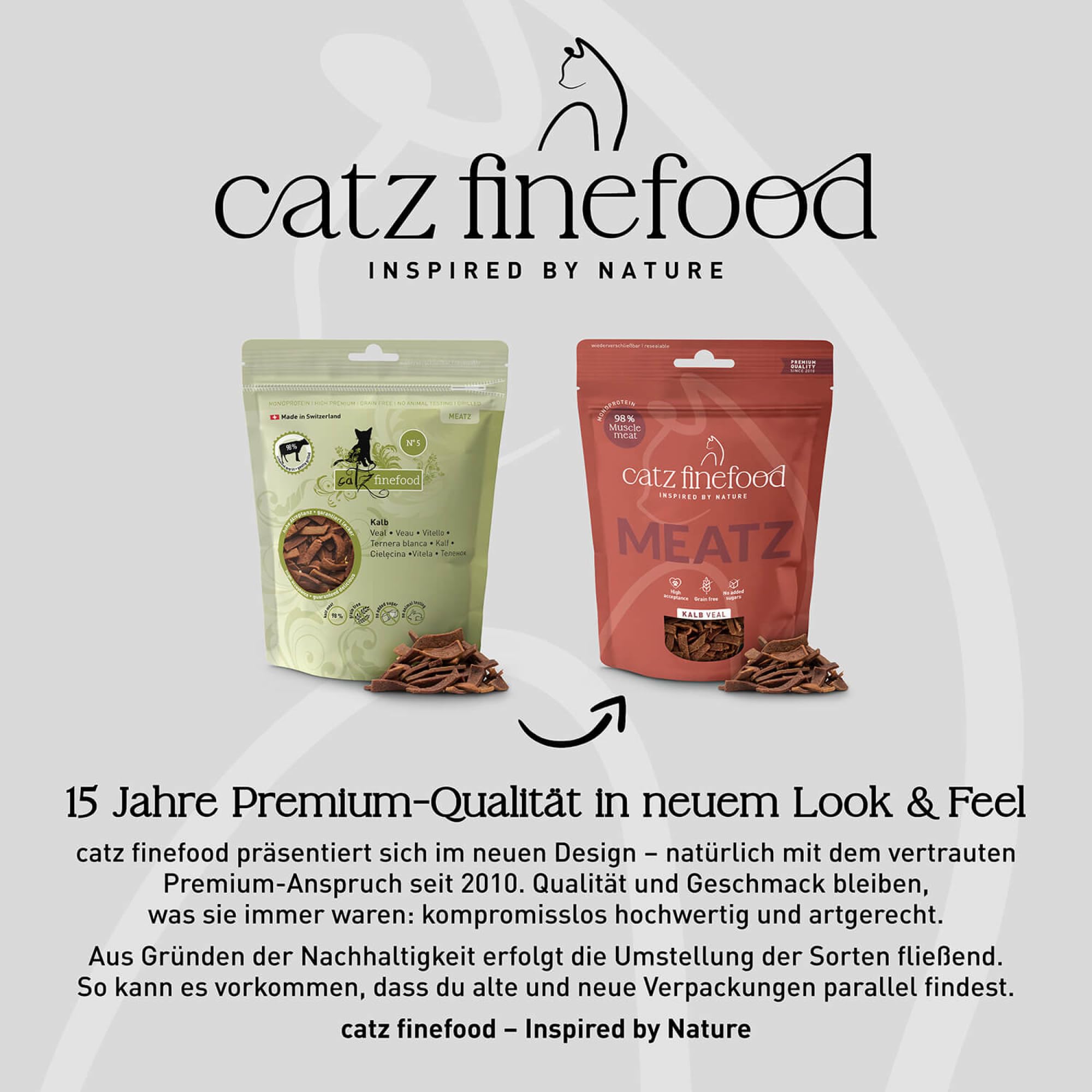 catz finefood Meatz Przysmaki dla kotów cielęcina, nr 5 - chrupiące paski z cielęciny - grillowane i suszone - przekąska dla kota bez cukru, bez zbóż (4 x 45 g)