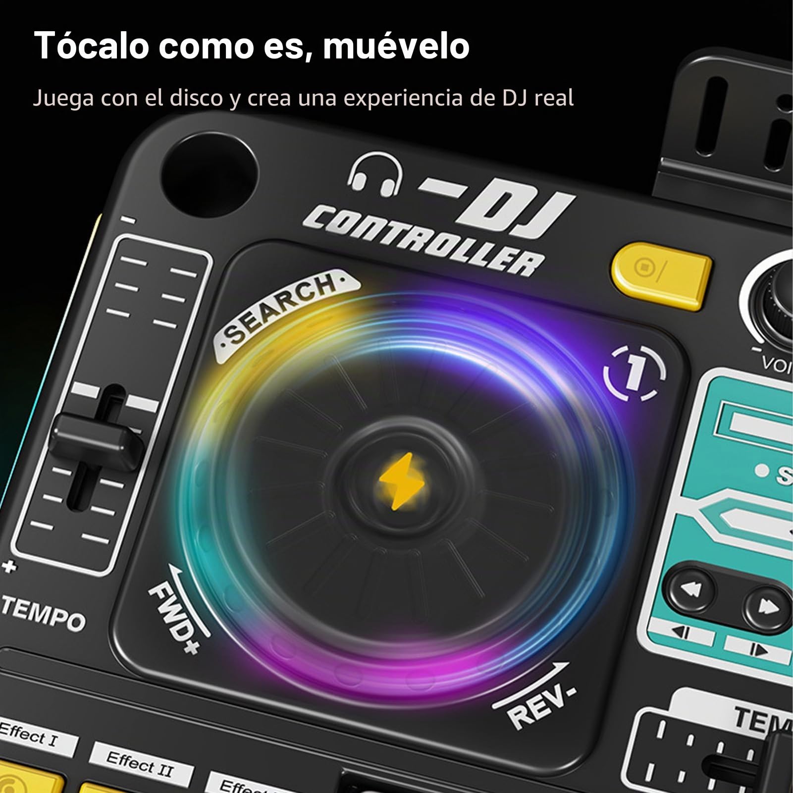 Btuty Controlador de DJ para niños reproductor de disco electrónico BT DJ mezclador mesa con micrófono ajustable efectos de luz dinámicos juguetes de fiesta para niños musical