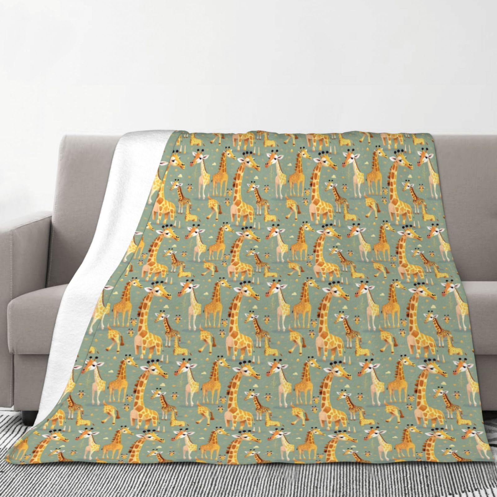 Couverture en flanelle avec imprimé girafes sauvages - 177,8 x 203,2 cm - Confortable et chaude - Pour l'hiver - Pour camping ou voyage