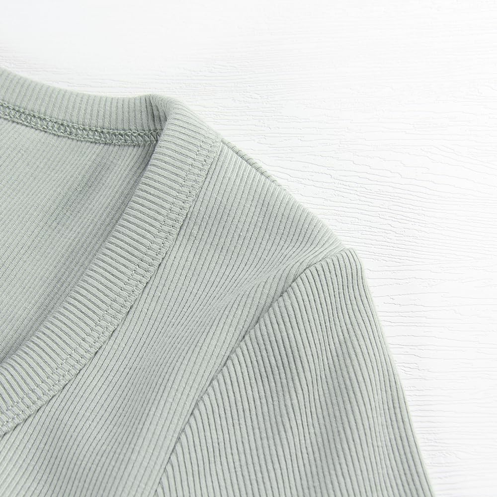 PALINDA Women's Notch V Scoop Neck Ribbed Fitted Shirt Basic Short Sleeves Tee Shirt Top - Image 3