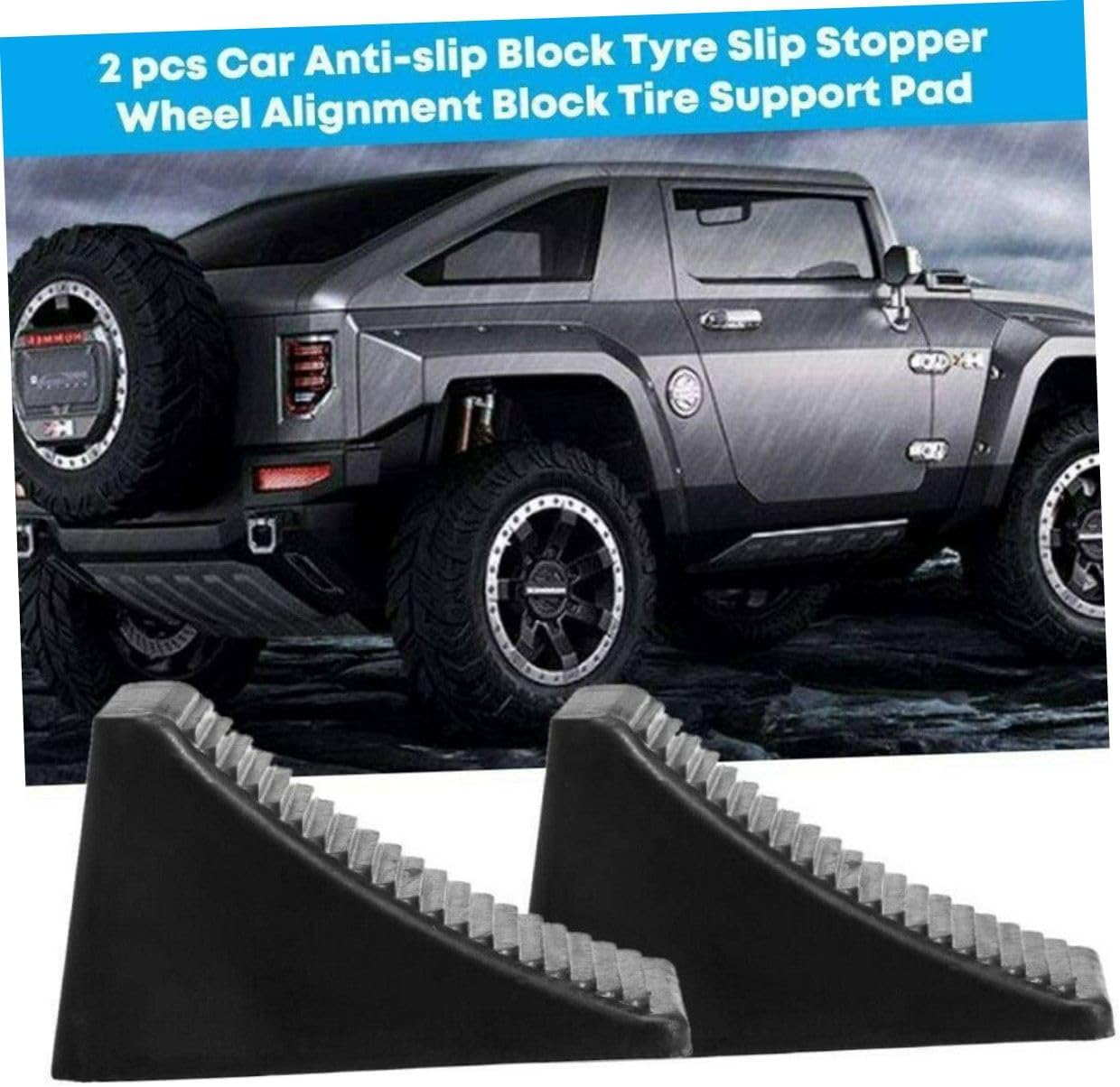 CHILDWEET 2pcs Solid Rubber Wheel Chock Heavy Duty Non-Slip Tire Stopper for Rvs Trailers and Trucks Motorcycle Chocks for Safe Parking and Tire Stability