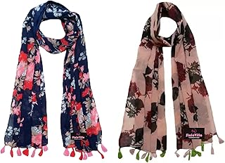 stolevilla ™ Women's Printed Poly Cotton Multicolored Scarf and Stoles with Tassels Set Of STF005-picture-14