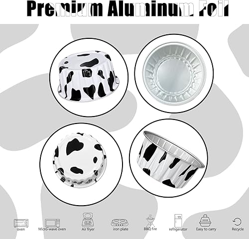 Miniatura 3 de 100 vasos de aluminio con tapas, 5 onzas desechables Ramekin para hornear, moldes para magdalenas, mini moldes de papel de aluminio para cupcakes