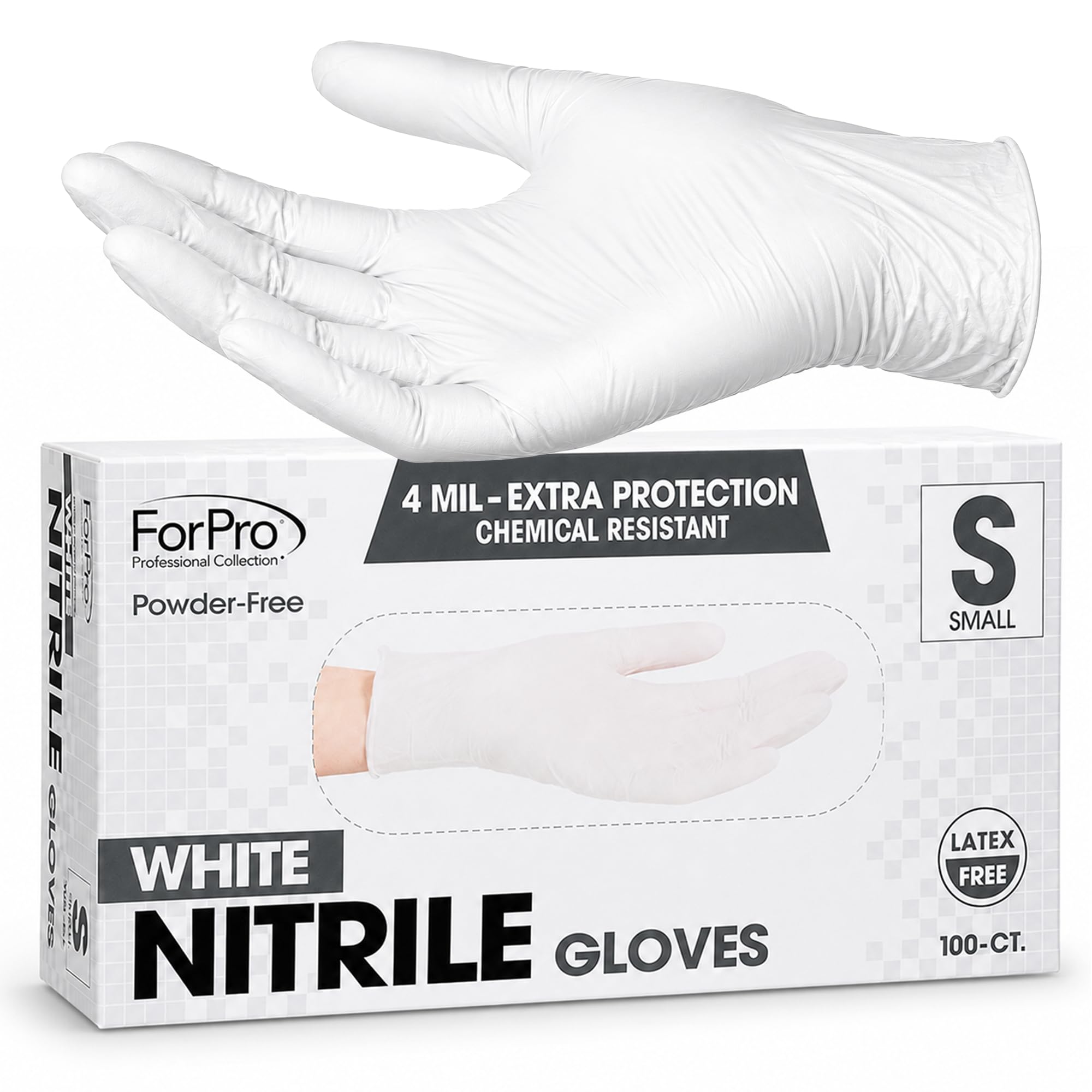 ForPro Disposable Nitrile Gloves, Chemical Resistant, Powder-Free, Latex-Free, Non-Sterile, Food Safe, 4 Mil