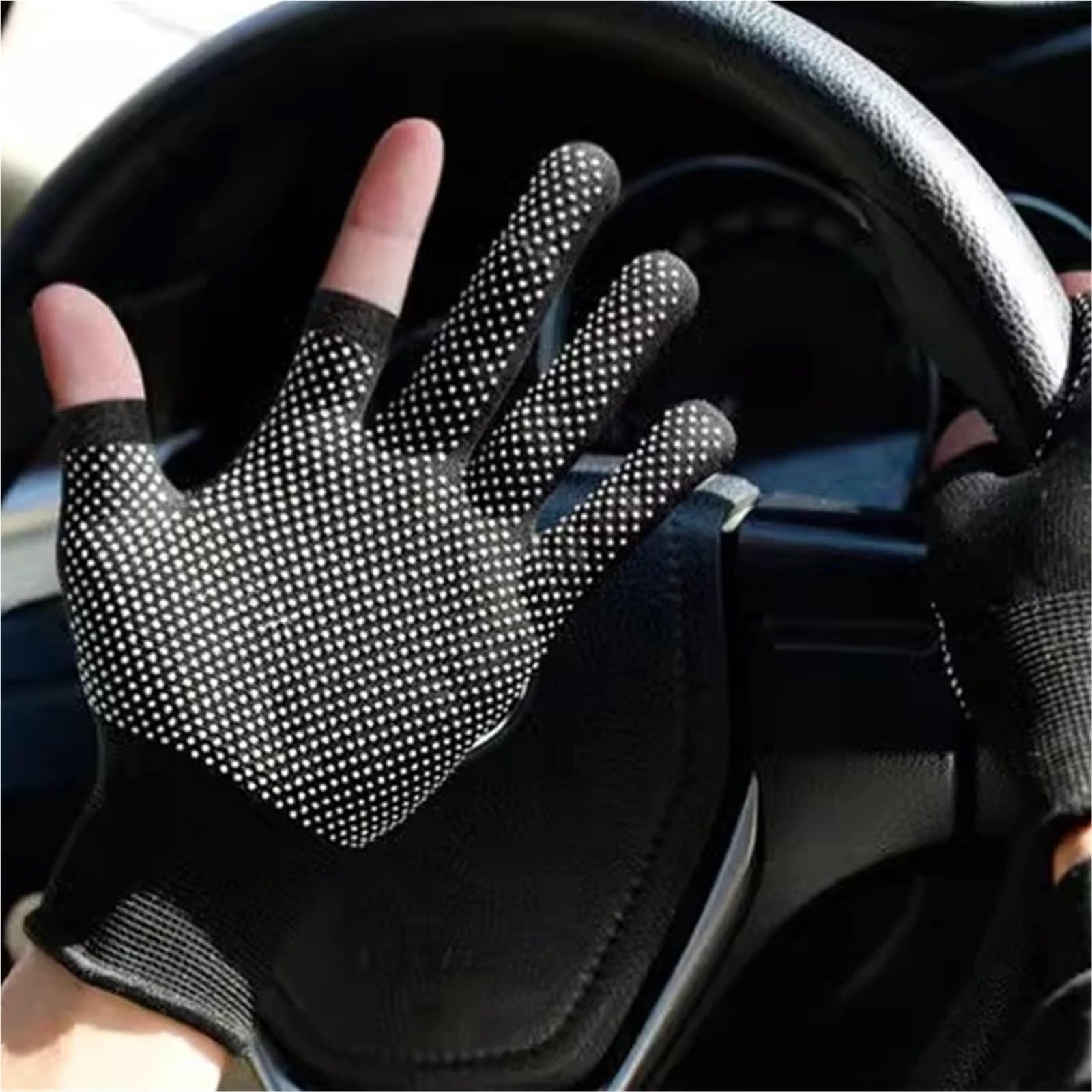 Guantes De Nailon 1/5/10 pares de guantes ciclismo antideslizantes pantalla táctil medio dedo Nylon verano al aire libre Fitness transpirable motocicleta(Black B 10Pairs)