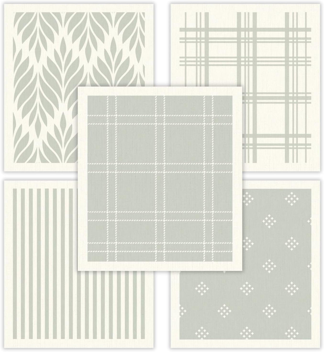 HALL & PERRY Swedish Dish Cloths, 5-Pk, Reusable Cellulose Sponge Cloths for Kitchen & Cleaning – Eco-Friendly, Ultra-Absorbent, Quick-Drying – Neutral Sage Green Design, 5 Pack