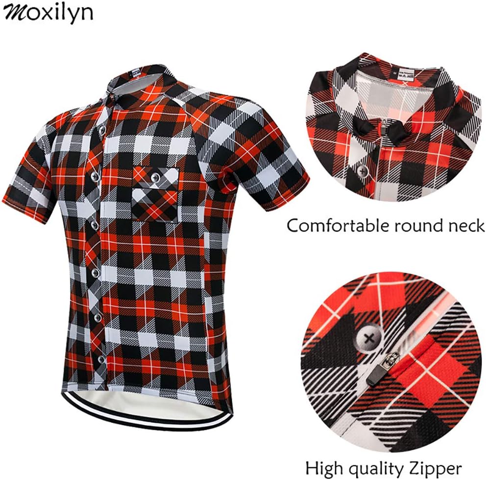 MOXILYN Men's Cycling Jersey Full Zip Riding Clothing Mountain Bike Tops Quick Dry - Bike Shirts