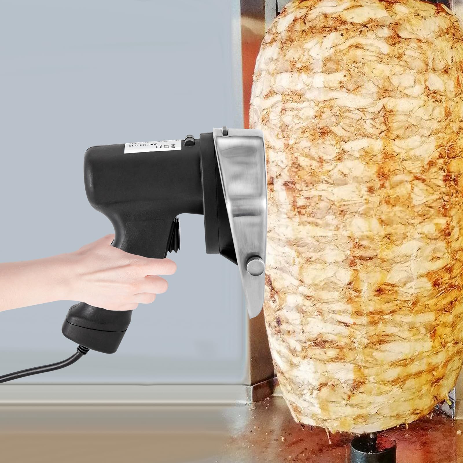 Dönermesser, 120W Elektrisch Kebab Cutter, Dönerschneider Enthält 1-Klingendurchmesser 4.7in, Schnittstärke von 0-10mm, Edelstahl für Alle Kebab-Maschinen, Gyros-Maschinen