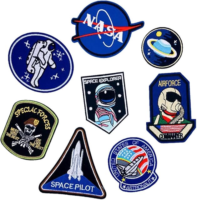 Naszywane naszywki do prasowania, wzór : Astronauta i flaga, różne rozmiary, do dżinsów, kurtek, odzieży itp.