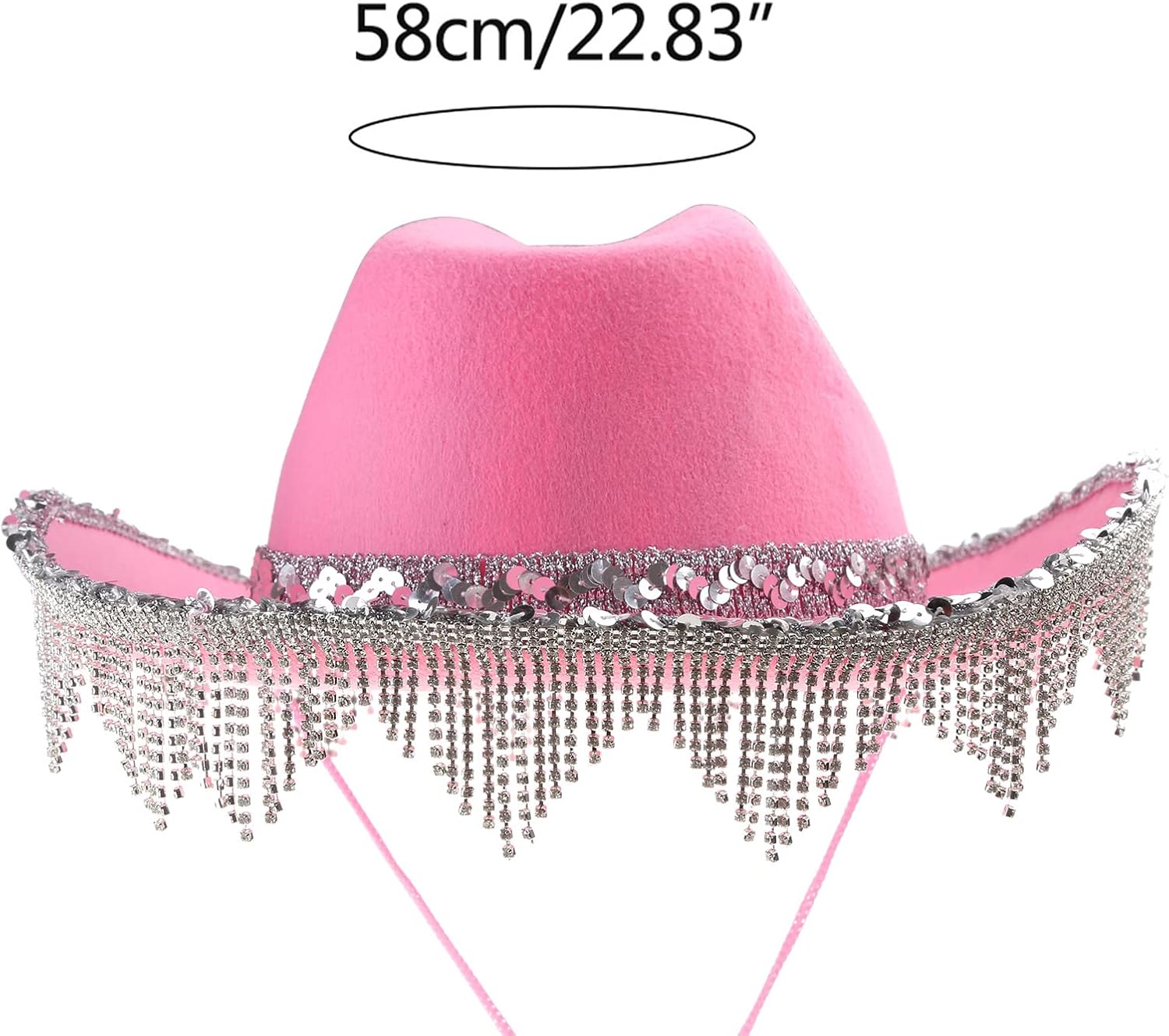 Rhinestones Cowgirl Hats Glitter Cow Girl Hat with Sequins Rhinestones Fringe Adult Size Hat for Party 3 Color