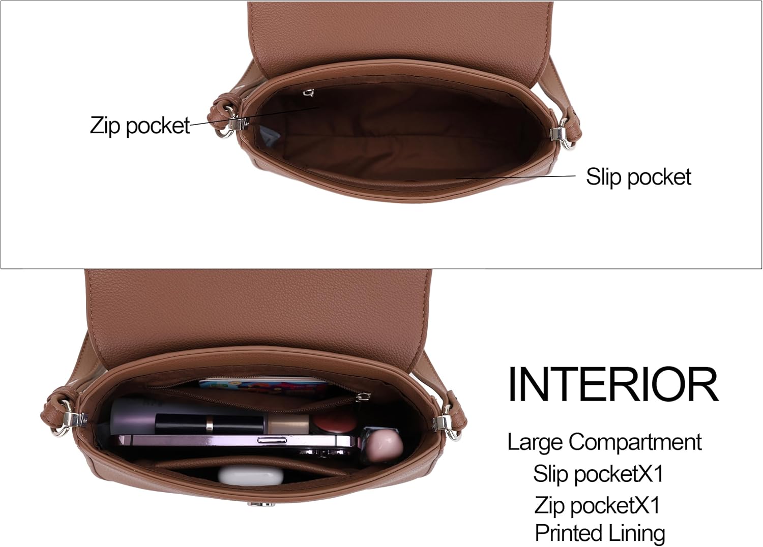 EVVE Small Shoulder Bag for women Trendy Underarm Purse with Adjustable Strap - Image 4