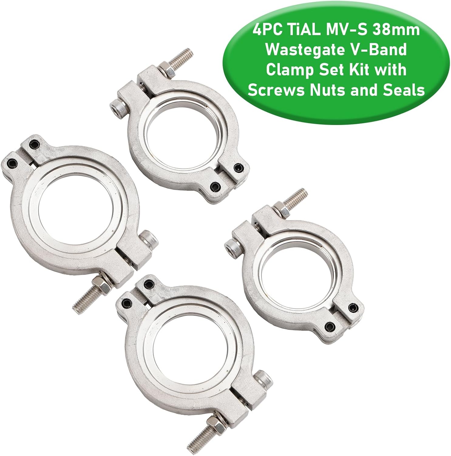 4PC TiAL MV-S 38mm Wastegate V-Band Clamp Set Kit with Screws Nuts and Seals