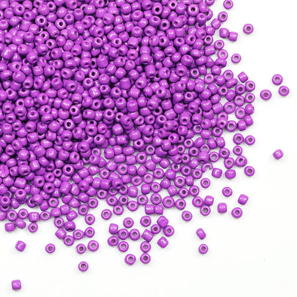 Tibaoffy Dark Purple Beads Size 6/0 Crafts Glass Seed Beads 4mm for Jewelry Making (Total About 100g About 1200pcs)