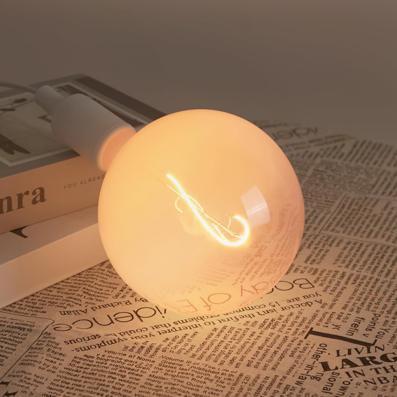 ONEWISH LED Light Bulb,G150 Translucent White LED Globe Bulbs,Warm White 1800K 3W,30W Equivalent,E26 Standard Base,6 inch Oversized Edison Light Bulb for Home Decor,1 Pack