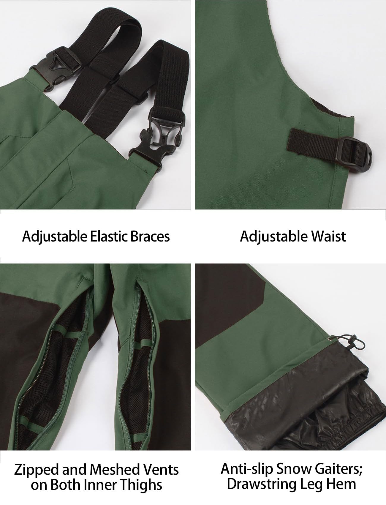 GSOU SNOW Uomo Salopette da Sci Bavaglino da Snowboard Pantaloni da Neve - Multi Tasche Leggeri Impermeabili Antivento Traspiranti Caldi
