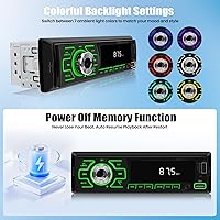 Vista 7 de SIXWIN - Radio para coche de un solo DIN, estéreo Bluetooth, receptor de audio multimedia para coche con control de voz, entrada AUX/USB/TF, control