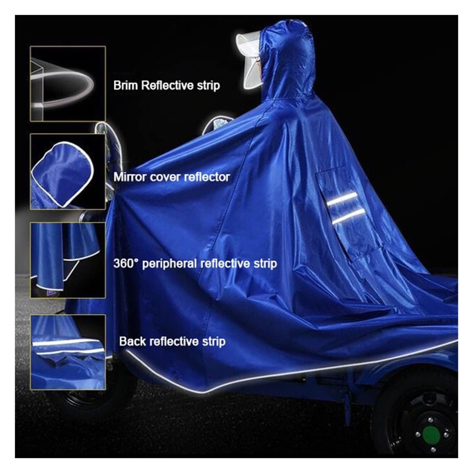 Poncho de lluvia impermeable Poncho de ciclismo, Chubasquero for bicicleta eléctrica, impermeable for ciclismo, poncho de lluvia for triciclo de motocicleta de gran tamaño, impermeable grueso, poncho