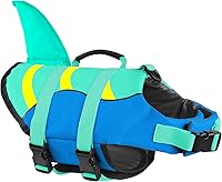 Vista 140 de Chaleco salvavidas de tiburón para perro, chaleco salvavidas ajustable para nadar con asa de rescate