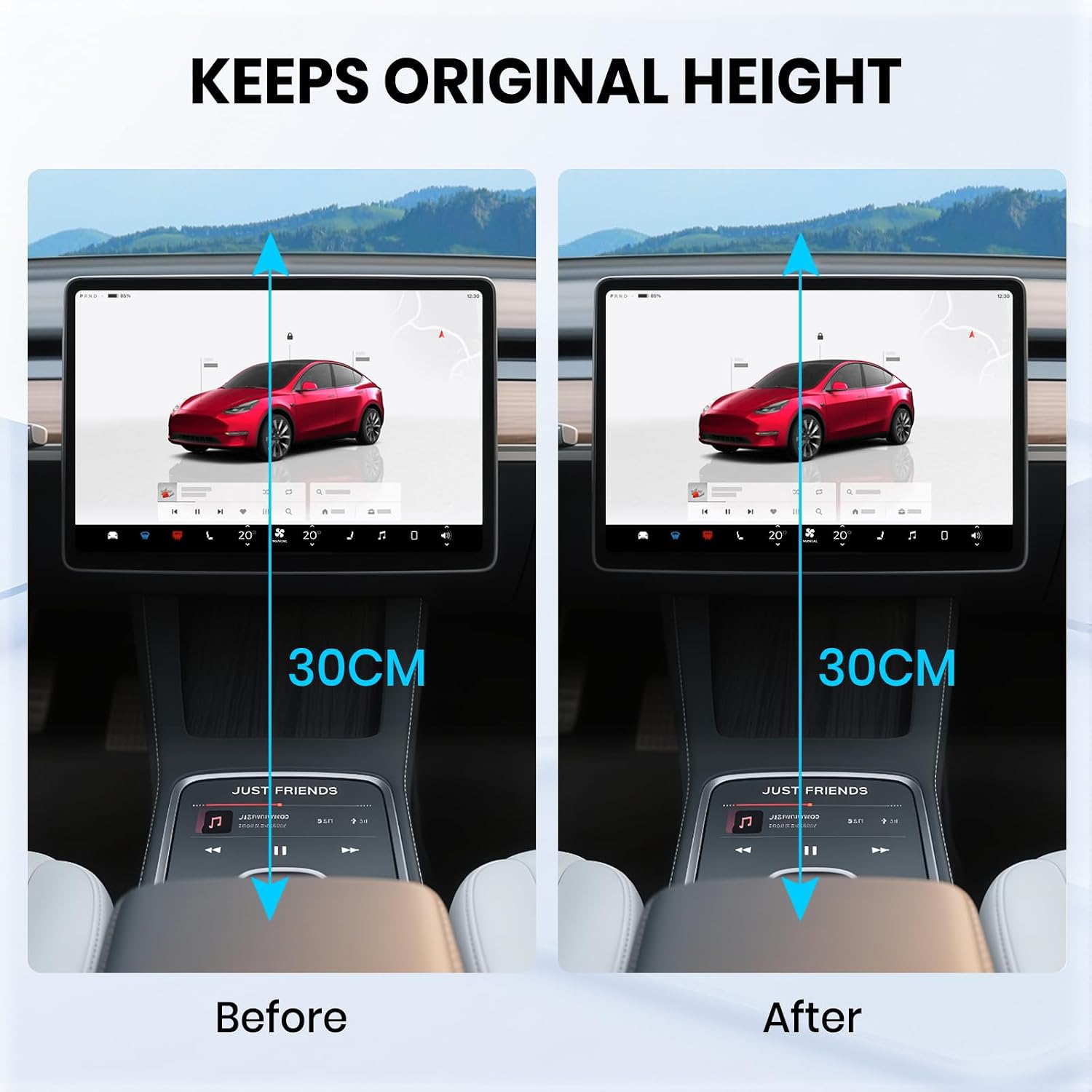 j Junsun 4-Way Screen Swivel Mount 40° Left/Right & 40° Up/Down Adjustable Rotation, Aluminum Alloy Bracket for Tesla Screen Rotating Bracket Model 3 Highland 2024 2025 New Model Y Juniper