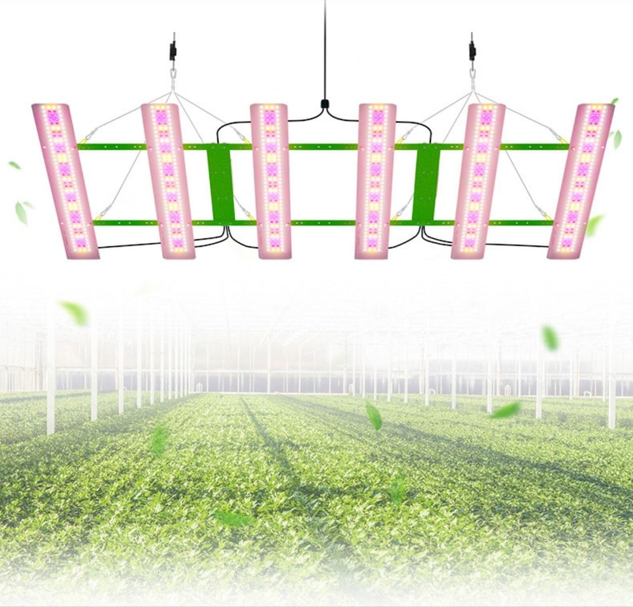 Lampa LED GROW 300 W – pełne spektrum lampa do roślin z 6 panelami, energooszczędna, ciche chłodzenie, idealna do użytku w pomieszczeniach, zioła, kwiaty i warzywa