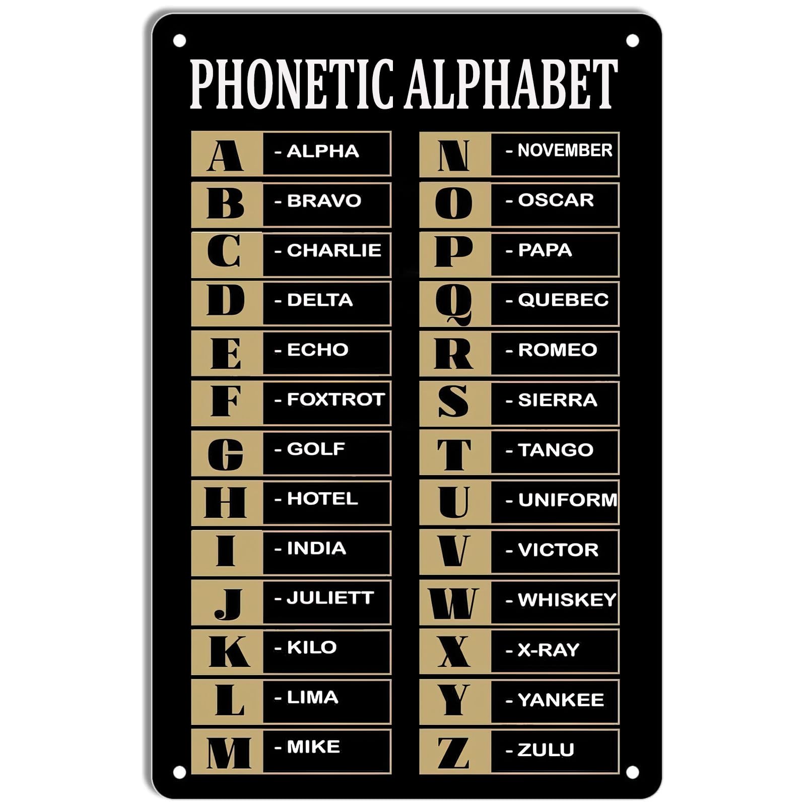 SMAZDFXX Phonetic Alphabet Morse Code Guide Metal Signs Wall Decor Vintage Military Decor Retro Tin Sign for Farm Ranch Cafe Garage Home Decor Outdoor Indoor Wall Panel 8"x12"