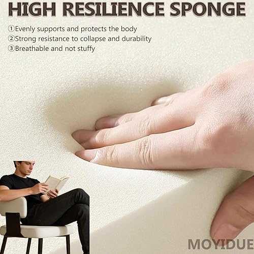 Miniatura 5 de Kitchen Chairs Set of 4, with Carbon Steel Legs and Pu Leather Cushion, Modern Dining Chairs | Home, Kitchen, Office, Meetings(White,1pcs)