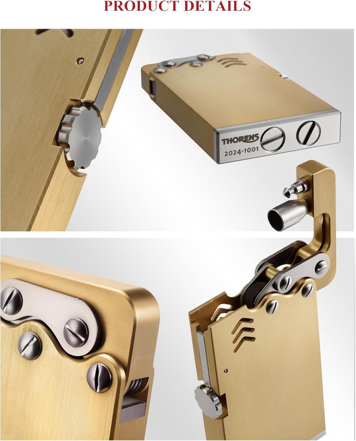 Thin Windproof Vintage Copper Kerosene Lighter, Automatic Ignition Fluid Lighter, Refillable, Safety Lock, Camping, Mechanical, Unique, Collectible, Men's Gift, Thorens Ejection