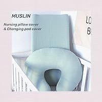 Vista 6 de Owlowla Funda de almohada de muselina para lactancia, funda de algodón suave para almohada de lactancia materna para bebé niño y niña (verde romano)