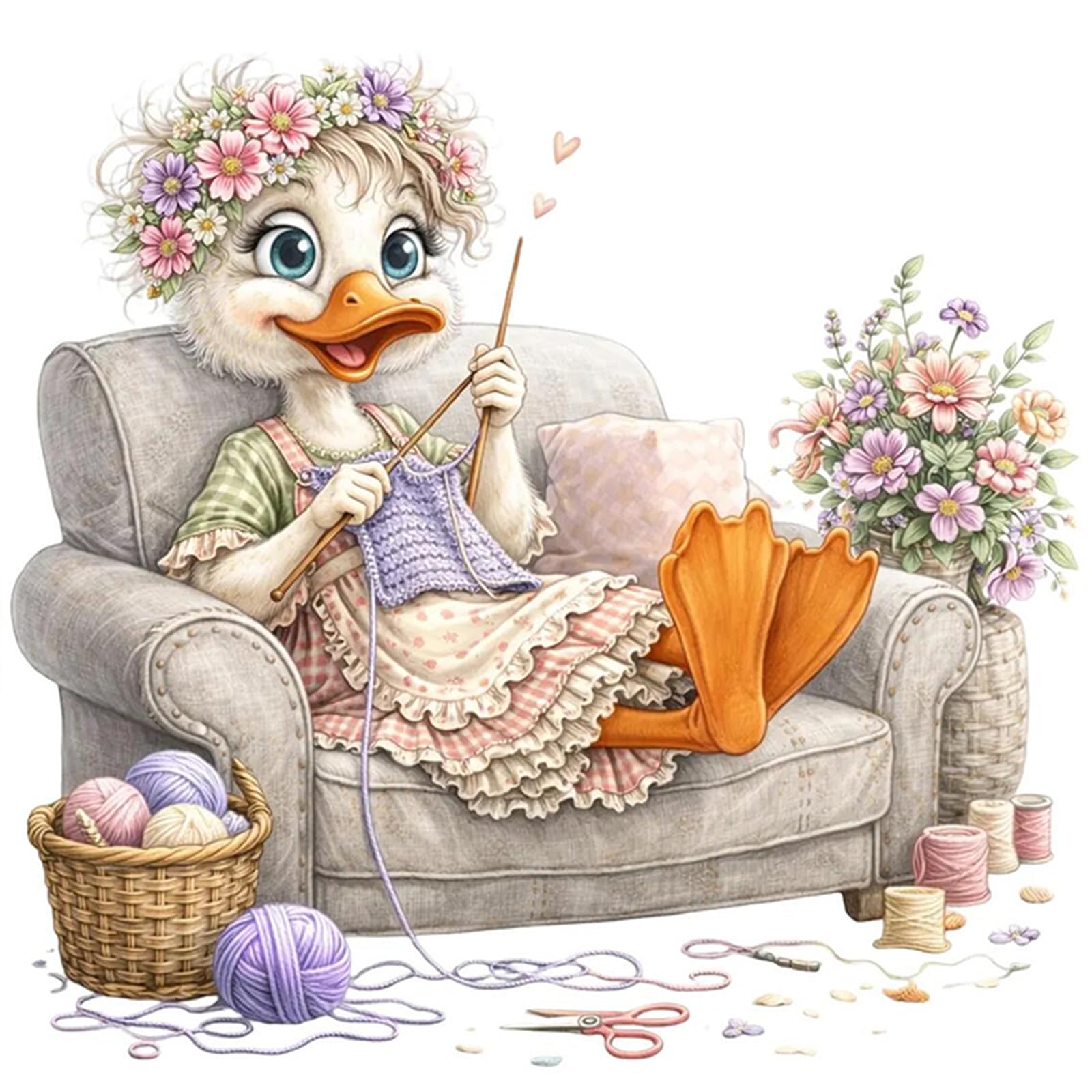 Cross Stitch Kits for Adults Beginners - Wool Duck Full 14CT DIY Stamped