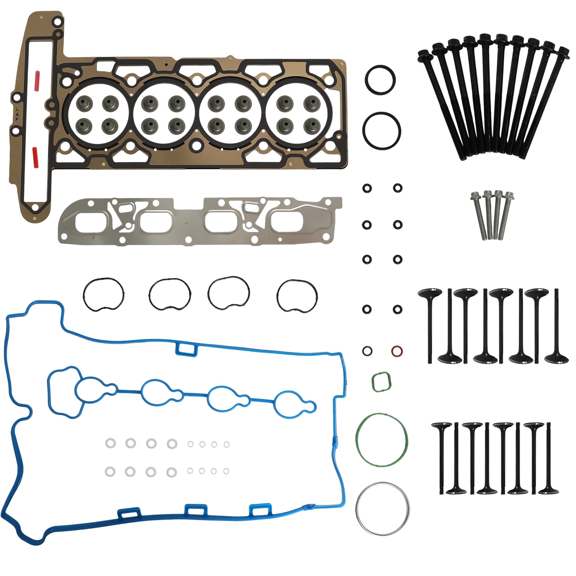 Photo 1 of 2.4 Ecotec Head Gasket Kit W/Head Bolts & Valves Fit For Chevy Equinox Malibu GMC Terrain Buick Regal Lacrosse Verano 2.4L L4 DOHC LAF Engine 2011-2017 HS26517PT ES72196