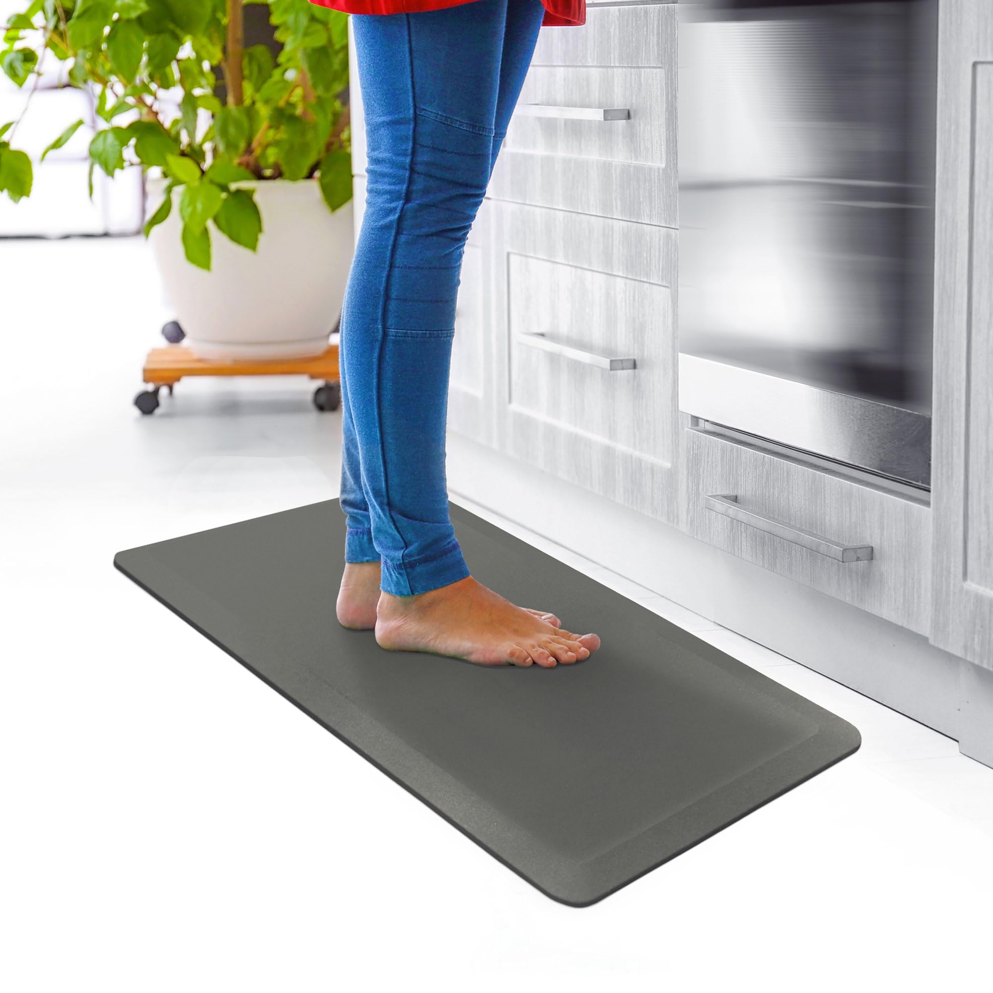 Ultralux Tappetino Comfort Anti-Fatica Premium | Resistente Tappetino ergonomico Antiscivolo | 2 cm di Spessore | 50 x 80 cm | Supporto Multifunzione in Piedi | Grigio