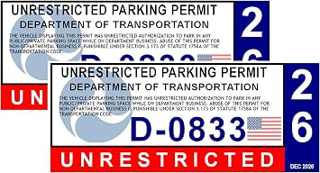 2026 Unrestricted Parking Stickers, Set of 2 Free Parking for Amusement Only Starbase 79