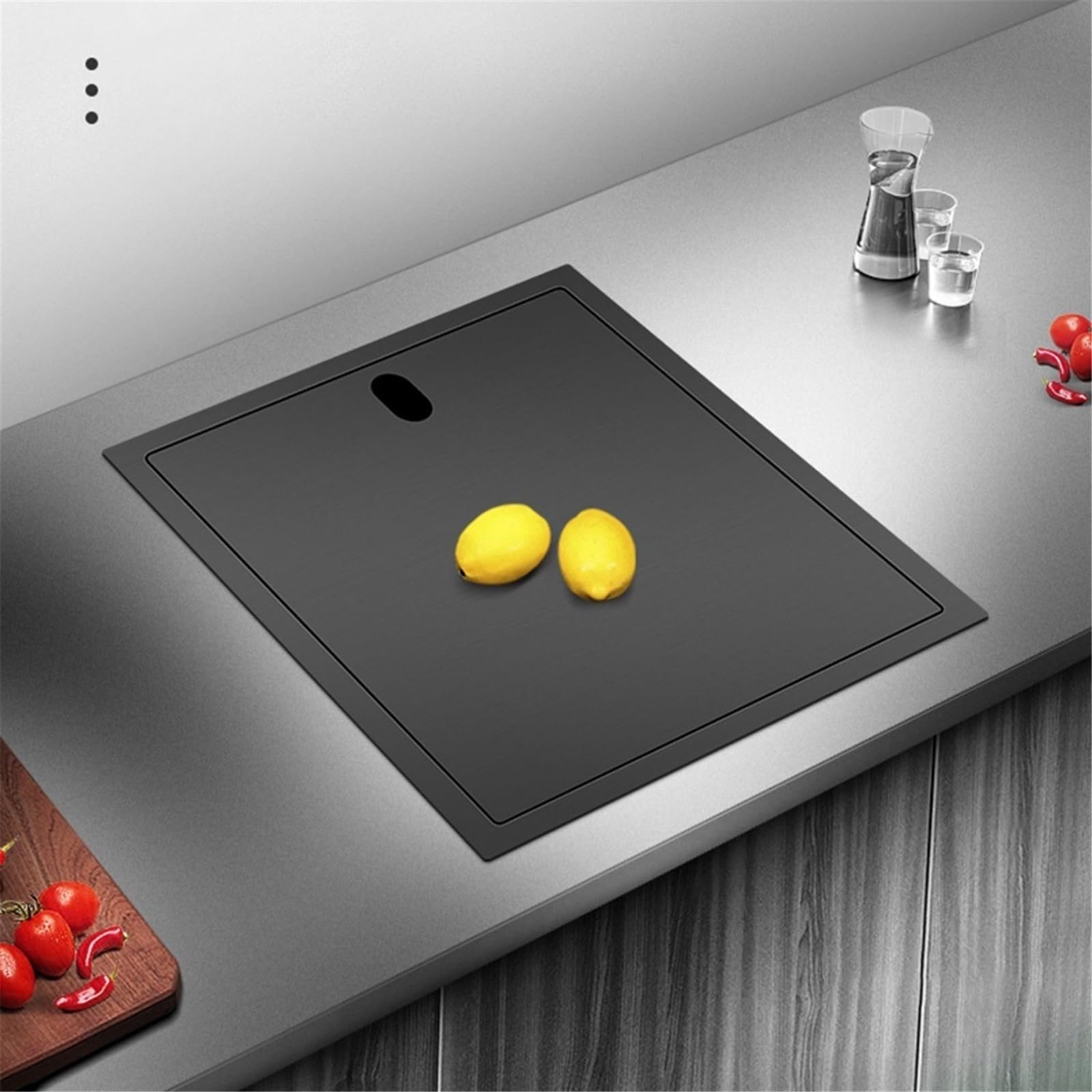 Platzsparende verdeckte Edelstahlstange Kompaktes Wohnmobil und Waschtisch mit Abdeckung, Siphon-Ablauf, Faltbarer Wasserhahn für kleine Wohnmobilküchen (39 x 43 x 22 cm)