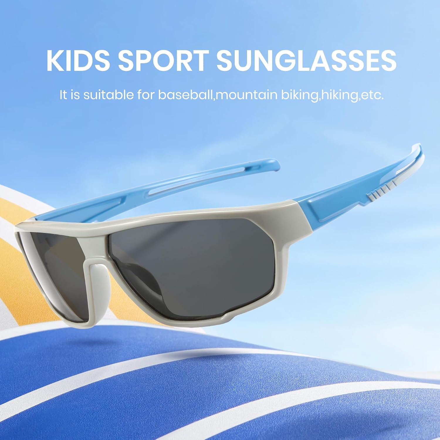 Cyxus Polarized Sports Sunglasses for Kids UV400 Protection Wrap-around Sports Glasses for Boys Girls Running Cycling