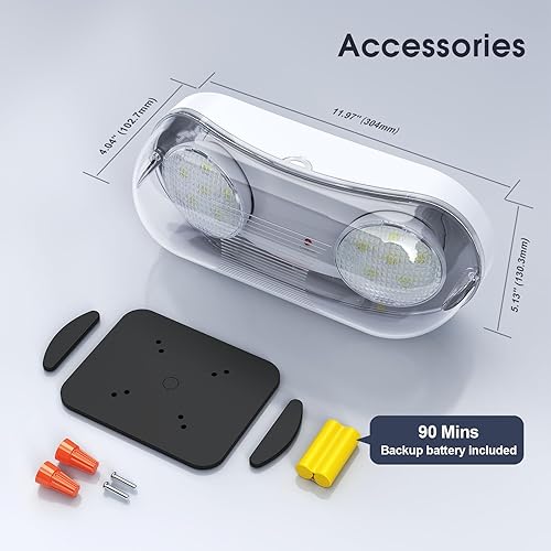 Miniatura 4 de Luz de emergencia exterior con clasificación de ubicación húmeda, luces de emergencia LED exteriores impermeables con batería de respaldo, cabezales