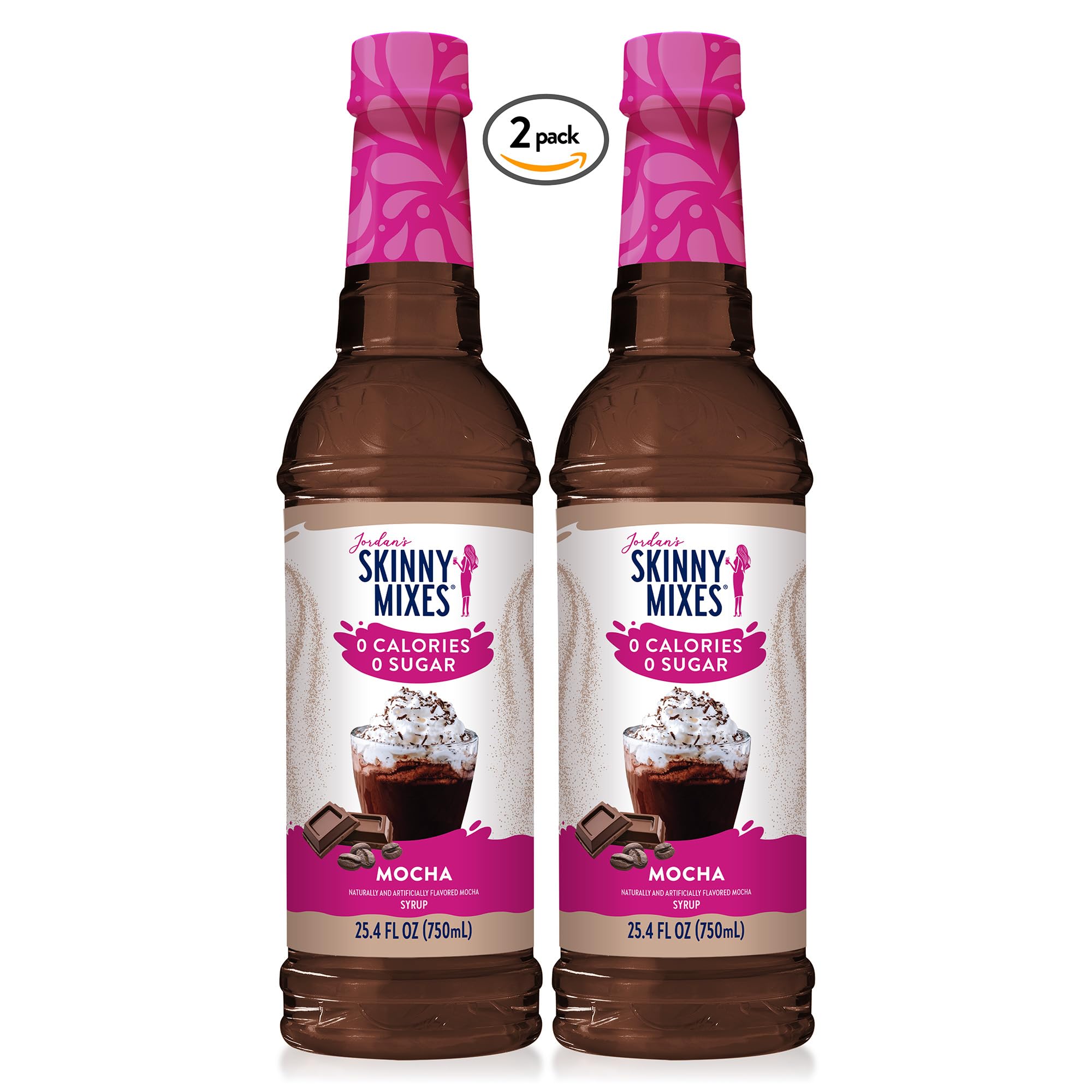 Jordan's Skinny Syrups | Sugar Free Mocha Syrup | Healthy Flavors with 0 Calories, 0 Sugar, 0 Carbs | 25.4 Fl Oz (Pack of 2)