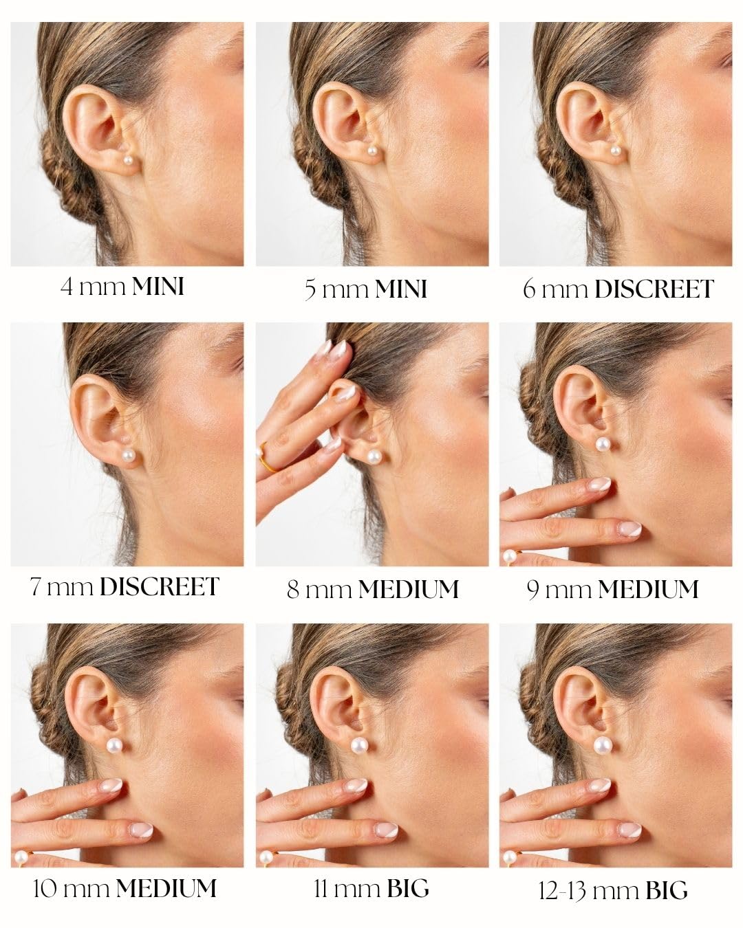 Perlenohrringe Damen und Frauen Ohrstecker, Süßwasser Zuchtperlen Knopfperle - SECRET & YOU - Perlen Ohrstecker Sterling Silber 925 - Erhältlich in 10 Größen von 4 mm bis 13 mm