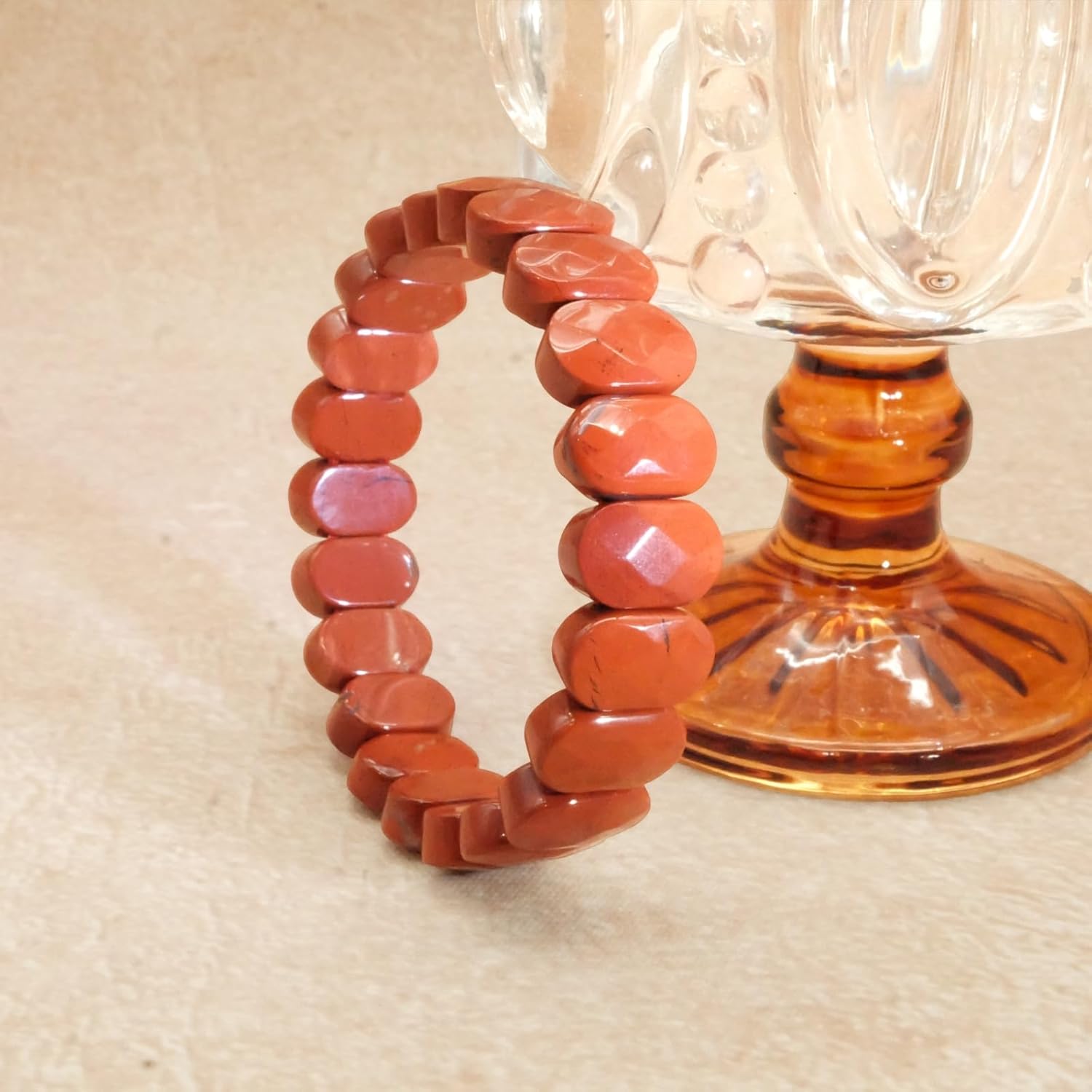 Red Jasper Bracelet Natural Crystal Stretch Bracelet Gift for Women Men Christmas Birthday Energy Healing Bring Happiness Luck Wealth - Image 2