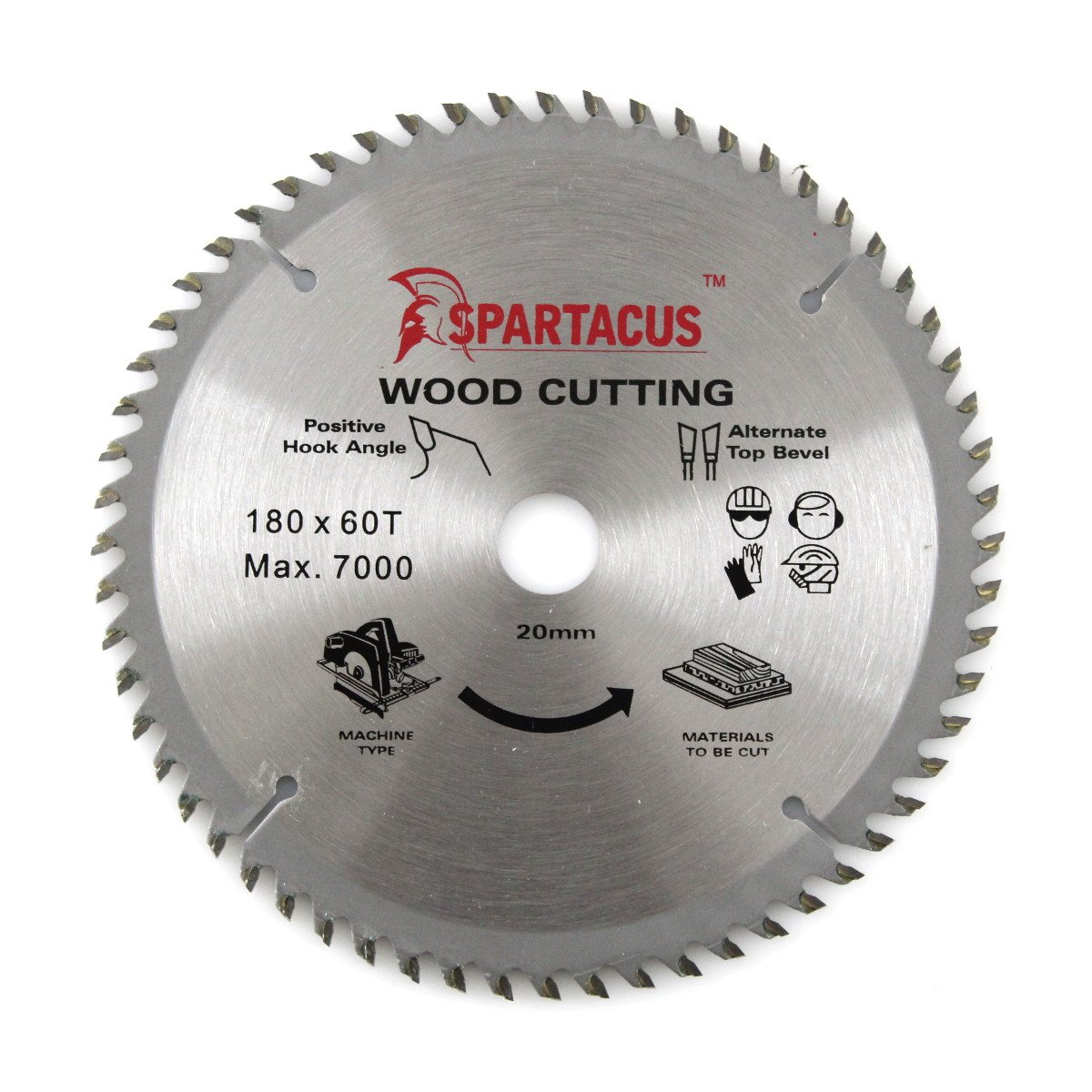 Spartacus Wood Cutting Circular Saw Blade 180mm x 20mm Bore 60 Teeth