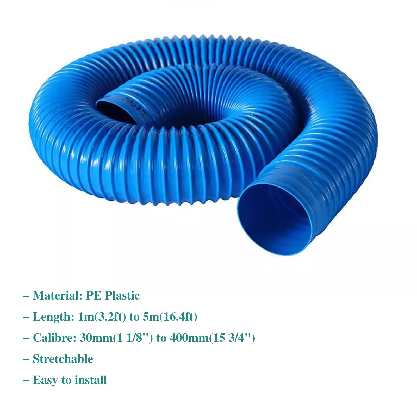 Tubo Flexible Manguera de Ventilación para Secadora Industrial para Conductos, Manguera Flexible de Escape para Secadora en Espacios Reducidos de Cocina, Extensión(300cm(9.8ft),D 400mm(15 3/4"))