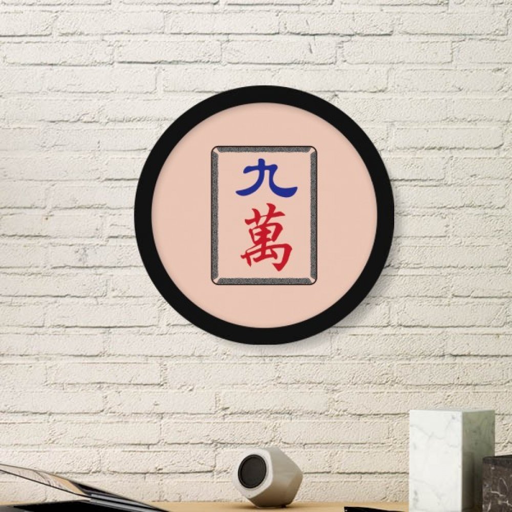 Cadre photo rond bois noir decoration maison murale peinture mahjong 9 carreaux chic