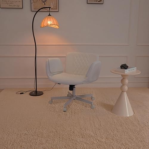 Miniatura 9 de Silla de oficina ancha, silla cruzada con reposabrazos ajustables, sillas giratorias de piel sintética para computadora de oficina para el hogar,