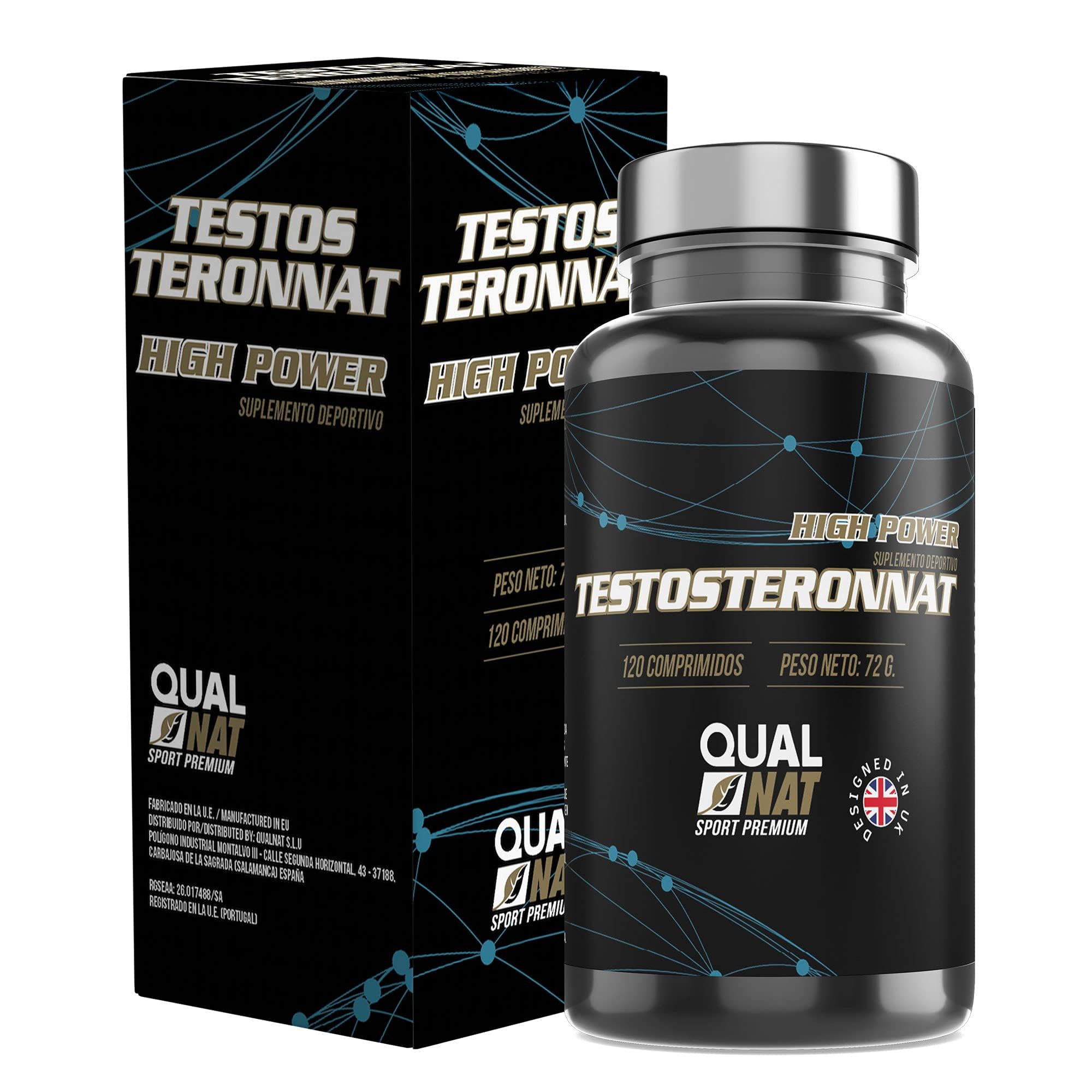 Testosterona Pura para Hombres | Aumenta el Crecimiento Muscular y La Energía | Maca + Zinc | Más Resistencia | Mejora el rendimiento deportivo | 120 Comprimidos | Qualnat