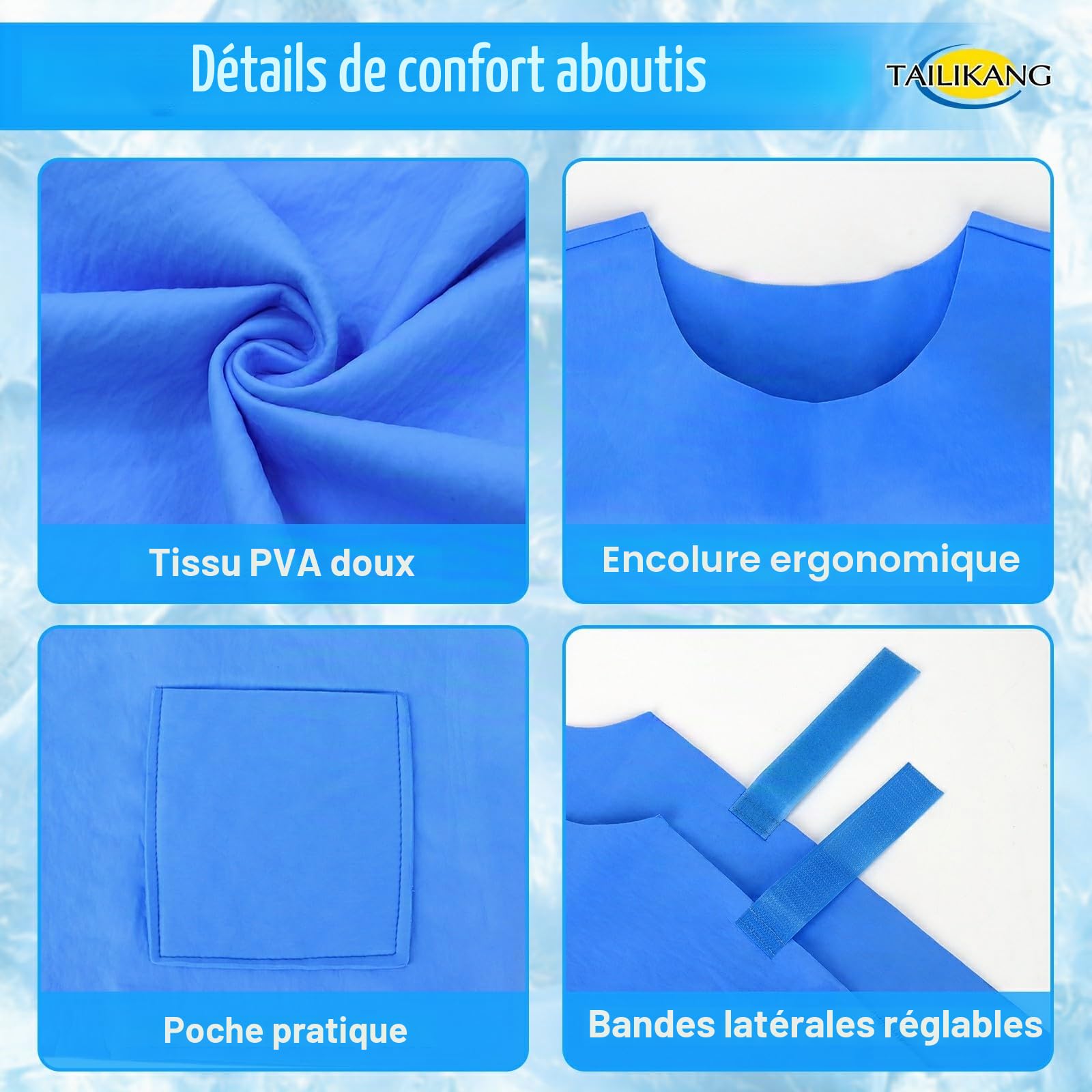 Gilet rafraîchissant homme femme unisexe activé eau sport travail estival | Effet évaporatif, fraîcheur durable sans glace ni énergie, ajustable réutilisable pour activités extérieures chaudes